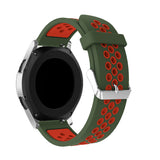 Army Green/Red Silicone Sports® Strap | For 22mm Huawei & Amazfit Smartwatches