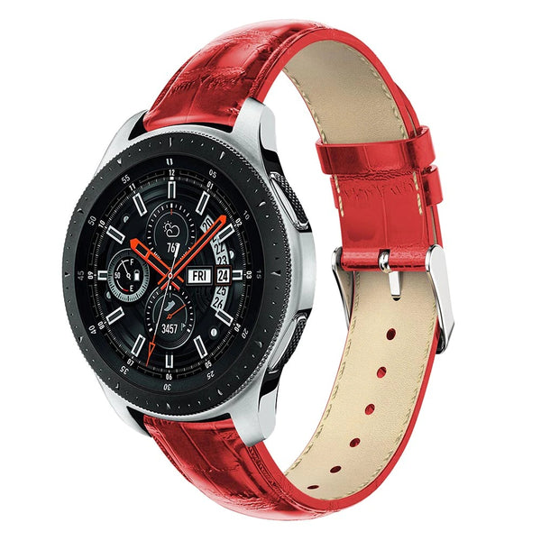 Red Smooth Leather Strap | For 22mm Huawei & Amazfit Smartwatches