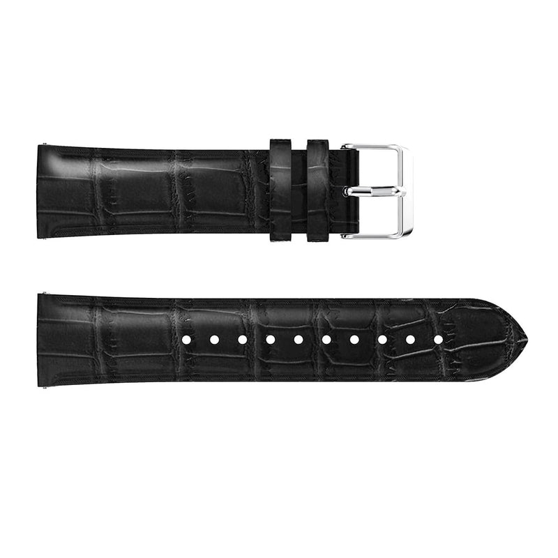 Black Smooth Leather Strap | For 22mm Huawei & Amazfit Smartwatches