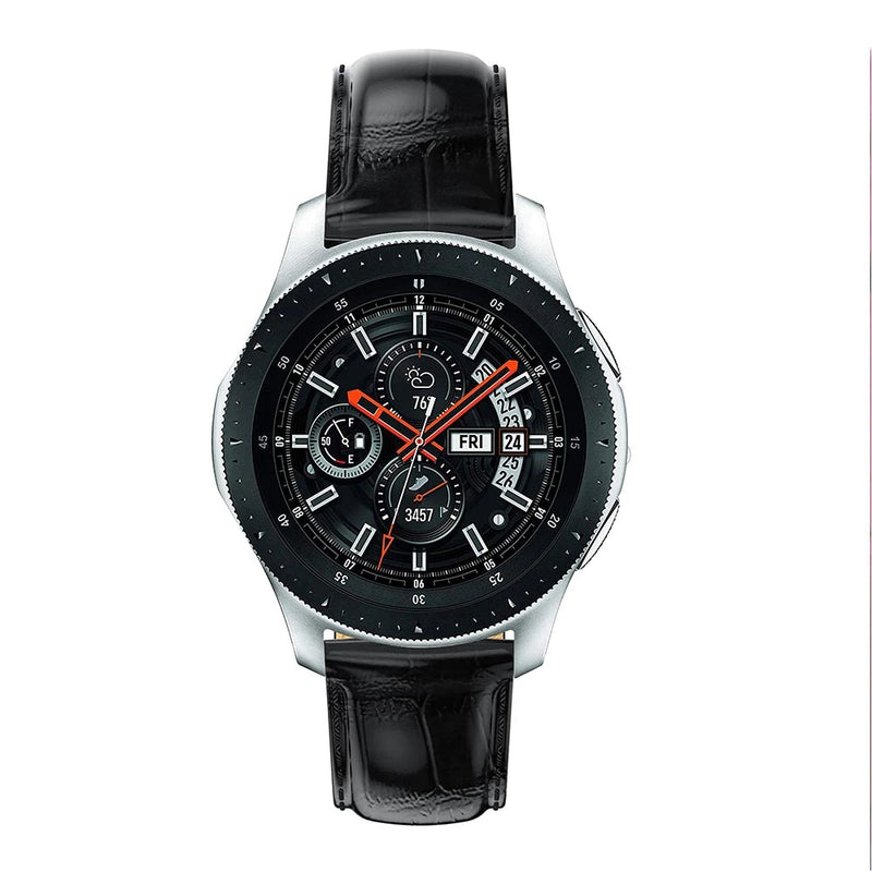 Black Smooth Leather Strap | For 22mm Huawei & Amazfit Smartwatches