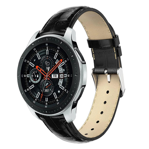 Black Smooth Leather Strap | For 22mm Huawei & Amazfit Smartwatches