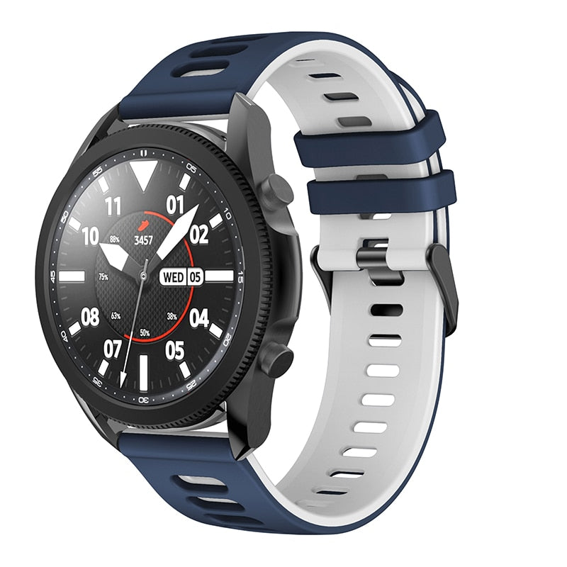 Midnight Blue/White Breathable Silicone® Strap | For 22mm Huawei & Amazfit Smartwatches