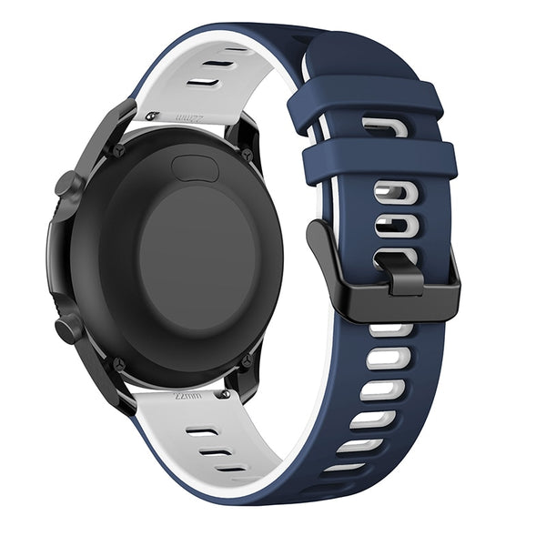 Midnight Blue/White Breathable Silicone® Strap | For 20mm Huawei & Amazfit Smartwatches