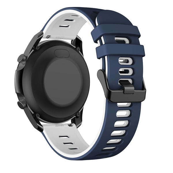 Midnight Blue/White Breathable Silicone® Strap | For 22mm Huawei & Amazfit Smartwatches