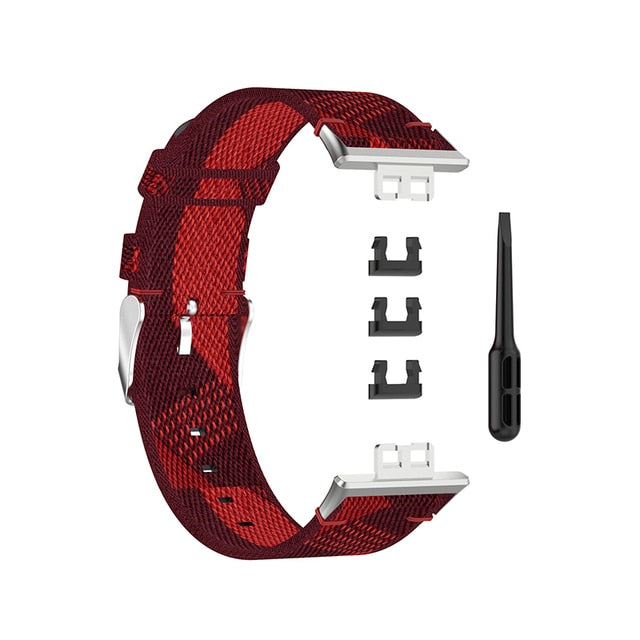 Huawei Watch Fit Strap | Red Patterned Nylon