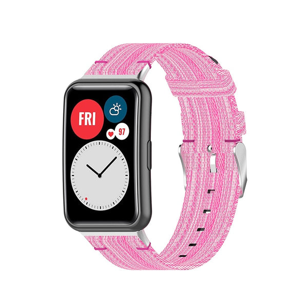 Huawei Watch Fit Strap | Pink Patterned Nylon