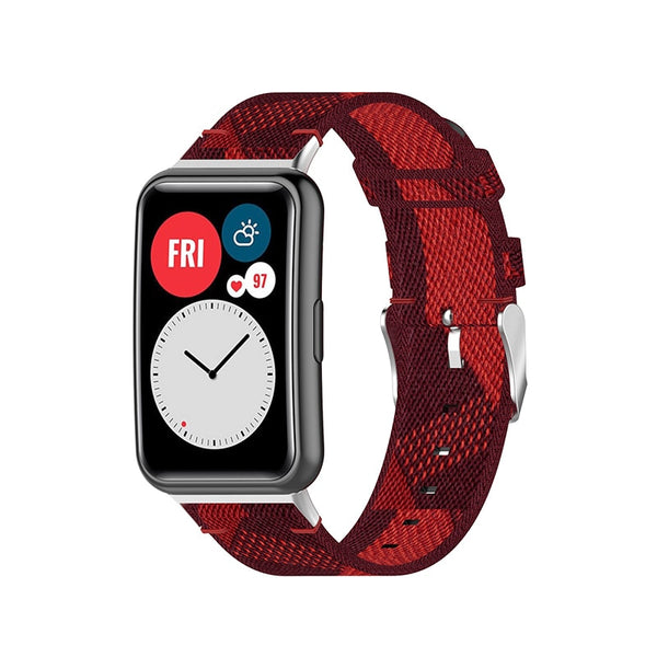 Huawei Watch Fit Strap | Red Patterned Nylon