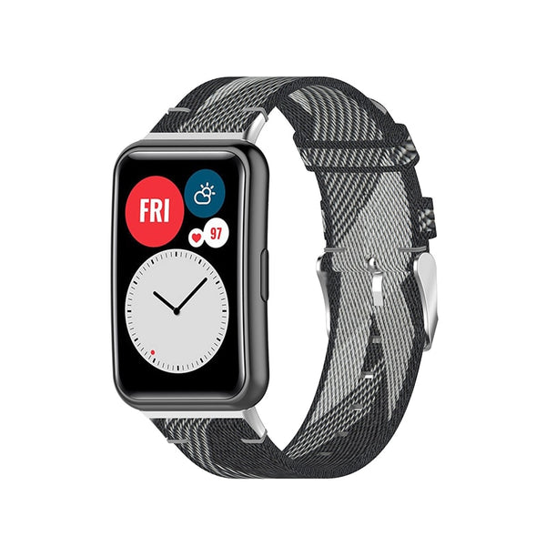 Huawei Watch Fit Strap | Grey Patterned Nylon