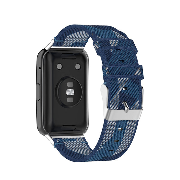 Huawei Watch Fit Strap | Blue Patterned Nylon