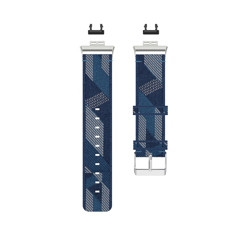 Huawei Watch Fit Strap | Blue Patterned Nylon