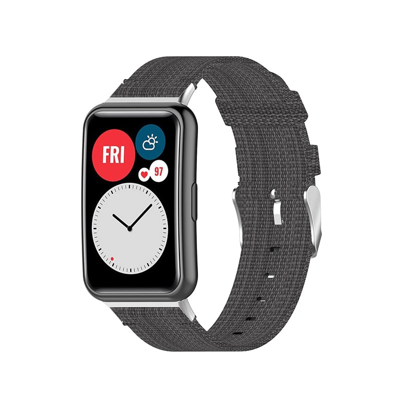 Huawei Watch Fit Strap | Plain Black Nylon