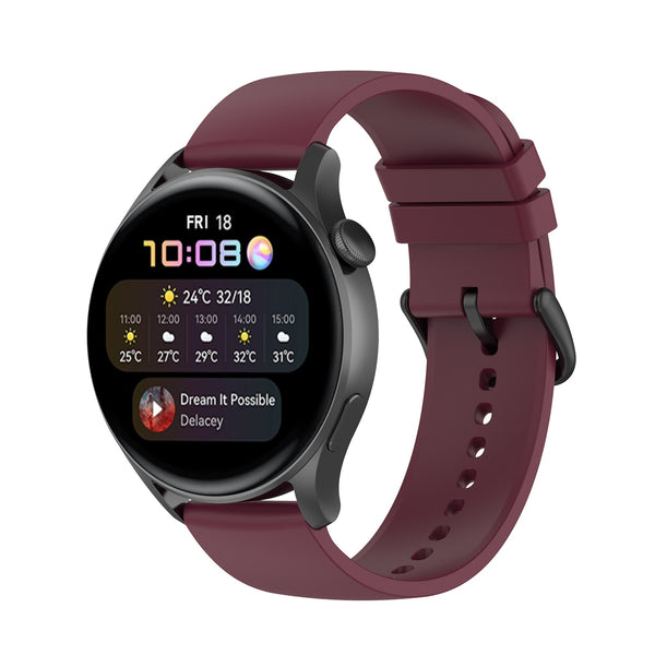 Maroon Plain Silicone Strap | For 22mm Huawei & Amazfit Smartwatches