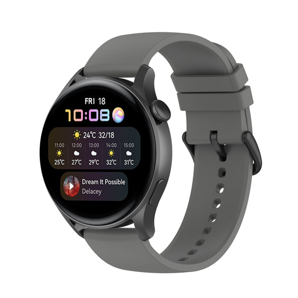 Grey Plain Silicone Strap | For 20mm Huawei & Amazfit Smartwatches