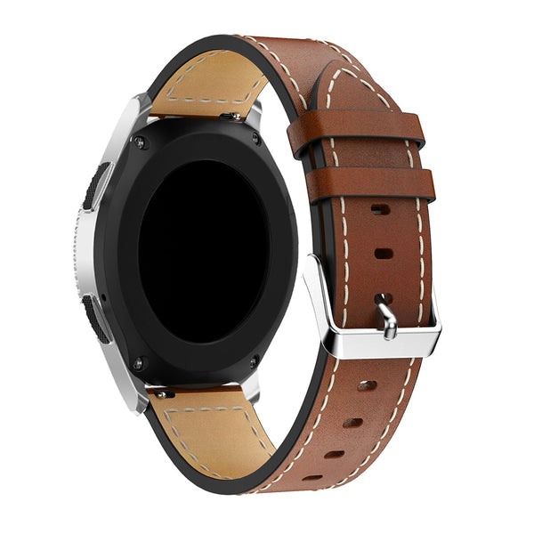 Brown Stitched Leather Strap | For 22mm Huawei & Amazfit Smartwatches