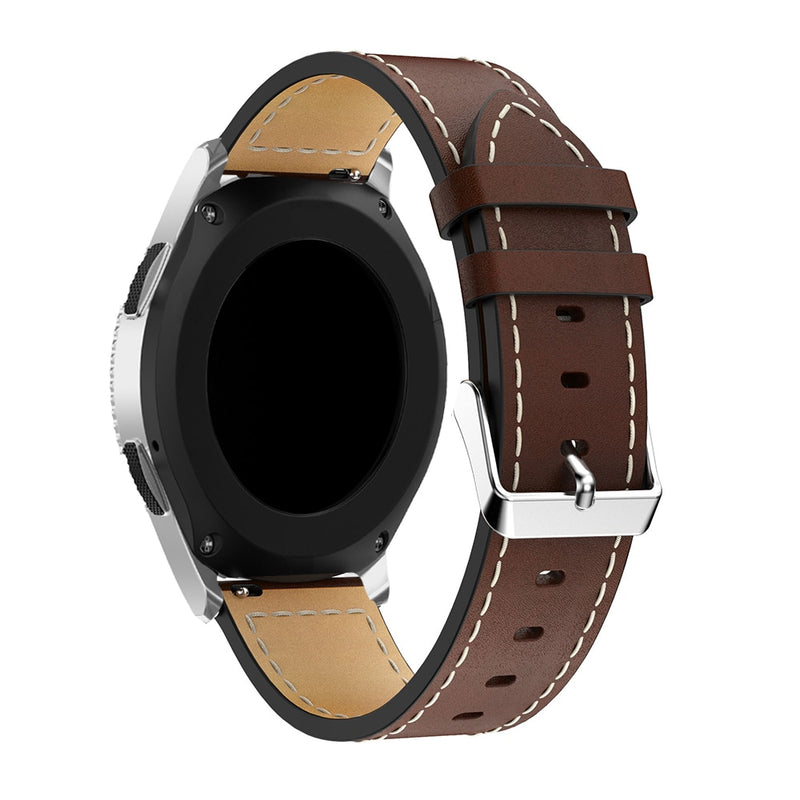 Coffee Stitched Leather Strap | For 22mm Huawei & Amazfit Smartwatches