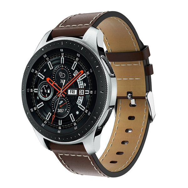 Coffee Stitched Leather Strap | For 22mm Huawei & Amazfit Smartwatches