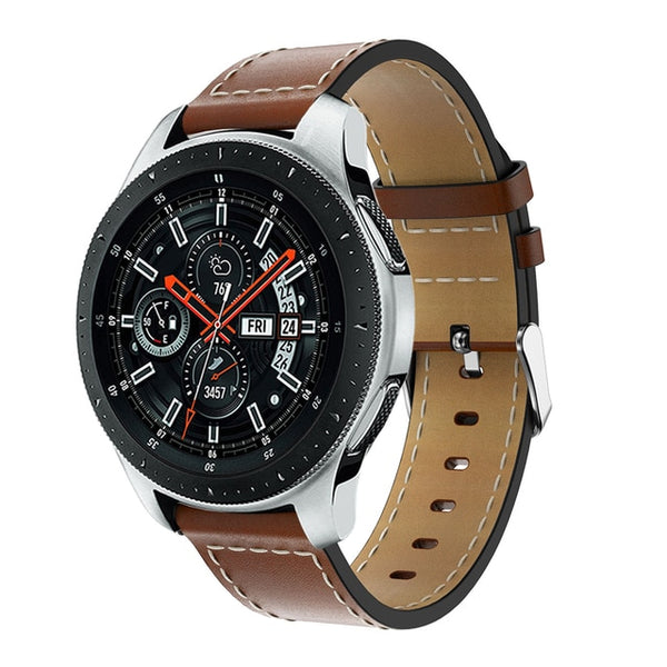 Brown Stitched Leather Strap | For 20mm Huawei & Amazfit Smartwatches