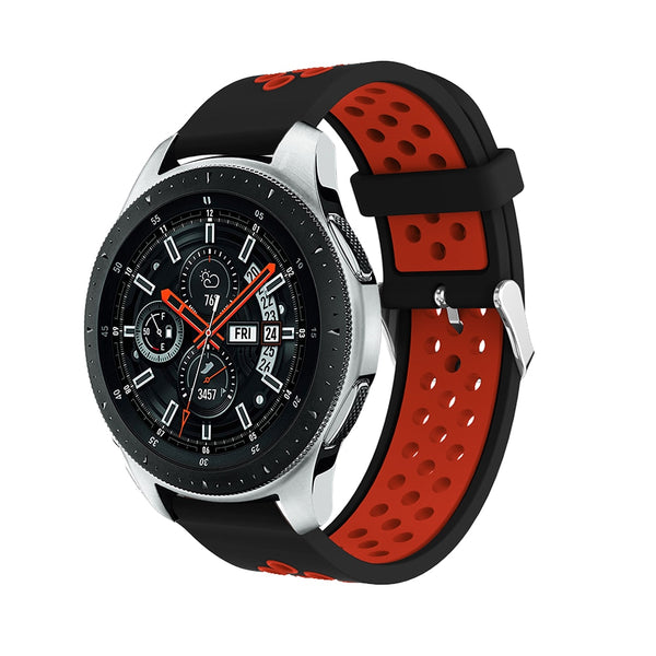 Black/Red Silicone Sports® Strap | For 22mm Huawei & Amazfit Smartwatches