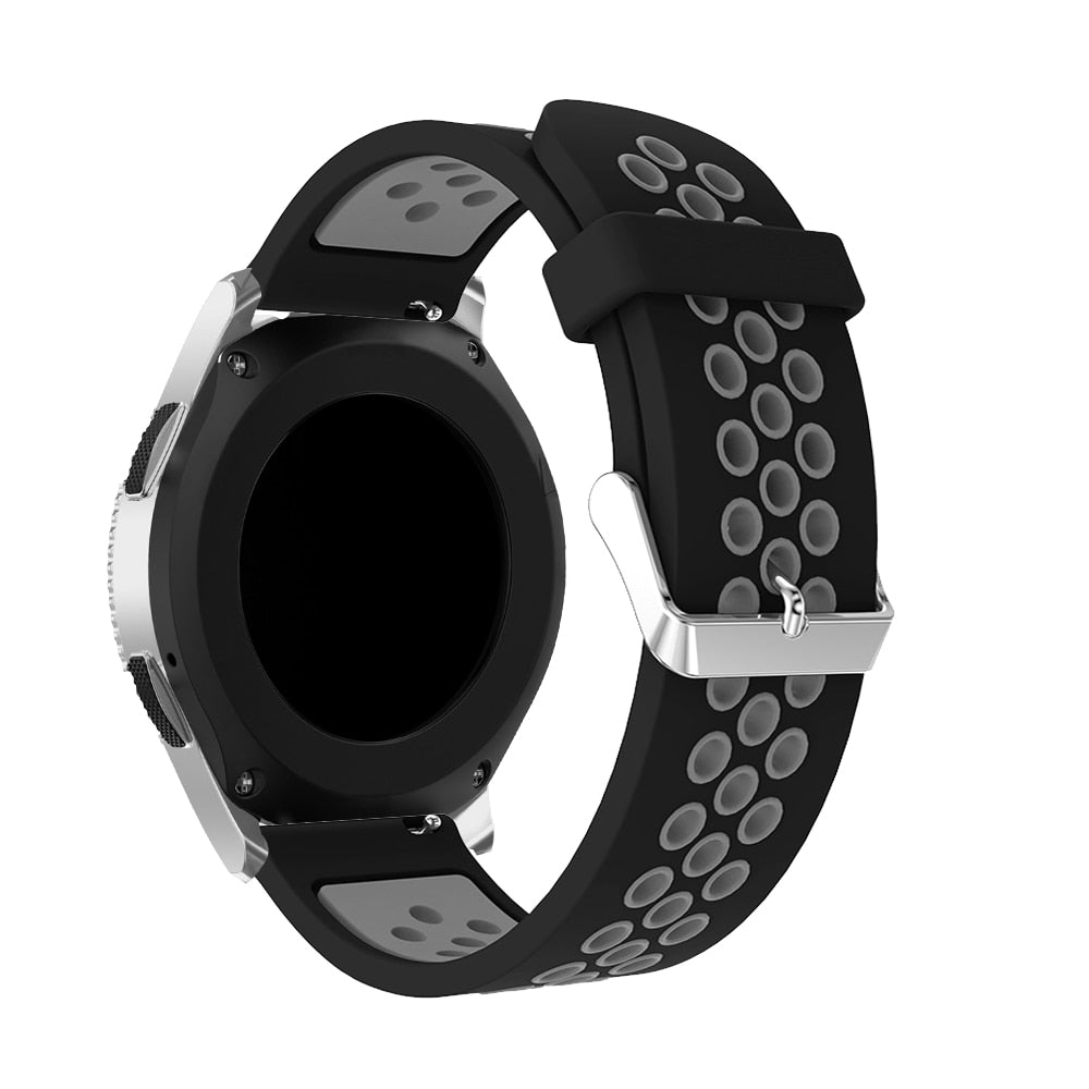 Black/Grey Silicone Sports® Strap | For 22mm Huawei & Amazfit Smartwat ...