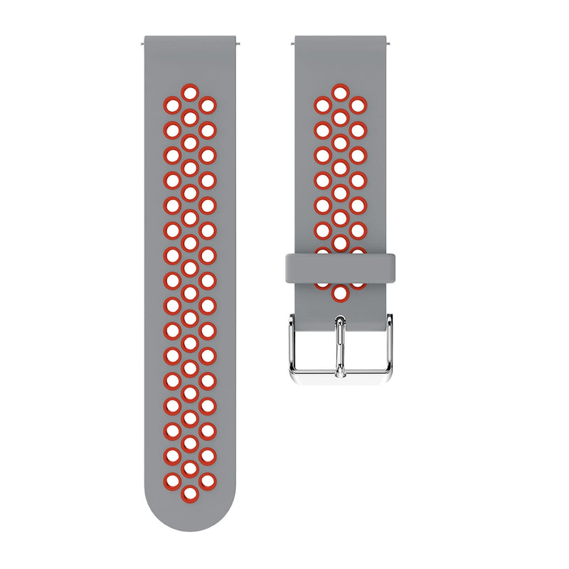 Grey/Red Silicone Sports® Strap | For 20mm Huawei & Amazfit Smartwatches