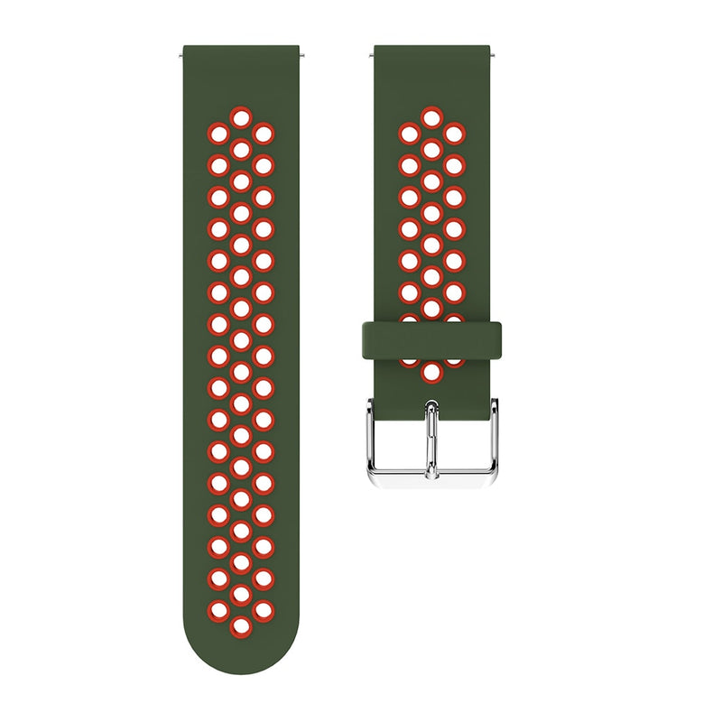 Army Green/Red Silicone Sports® Strap | For 20mm Huawei & Amazfit Smartwatches