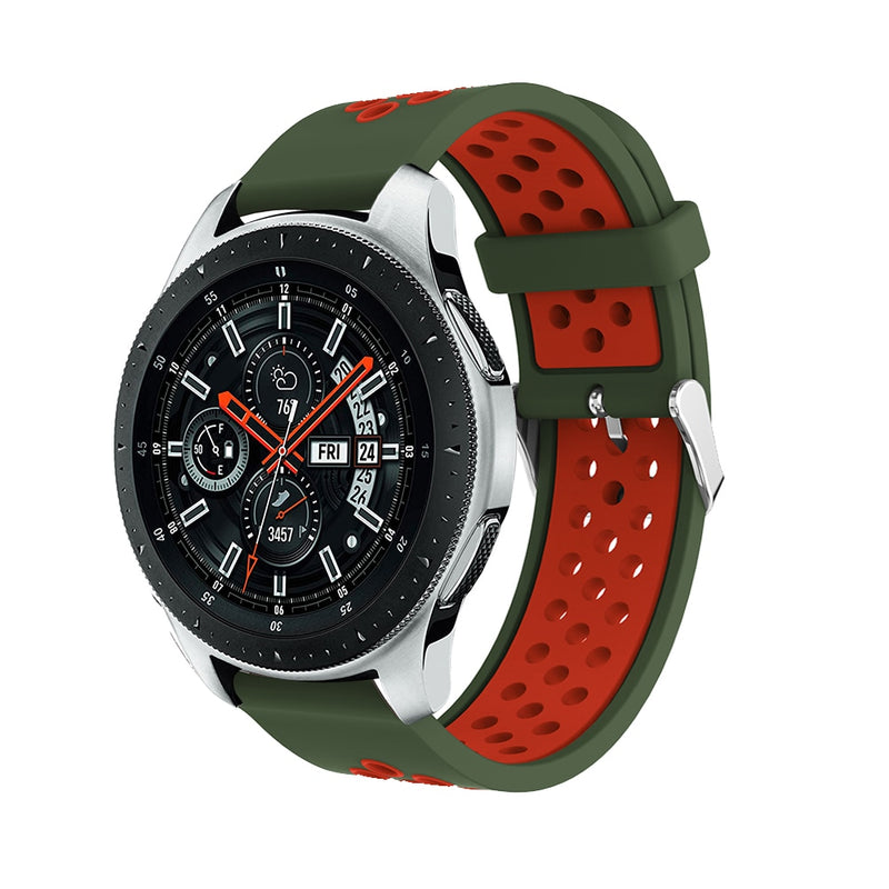 Army Green/Red Silicone Sports® Strap | For 22mm Huawei & Amazfit Smartwatches
