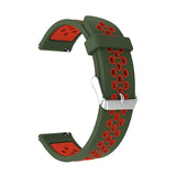 Army Green/Red Silicone Sports® Strap | For 22mm Huawei & Amazfit Smartwatches